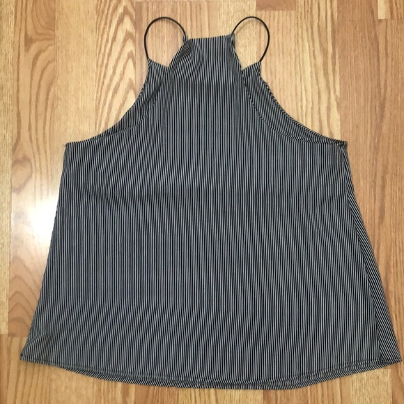 Paper moon gray/black striped halter blouse tank top - Picture 3 of 6